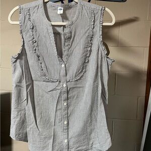 Old Navy Black and White Pinstripe Sleeveless Blouse